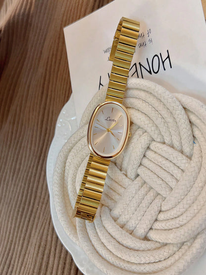 1 Piece Of New Fashion Gold Bracelet Women's Watch Retro Luxury Fashion Simple Elegant Light Luxury Elegant Versatile Watch Women's Quartz Watch
