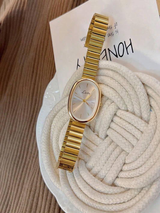 1 Piece Of New Fashion Gold Bracelet Women's Watch Retro Luxury Fashion Simple Elegant Light Luxury Elegant Versatile Watch Women's Quartz Watch