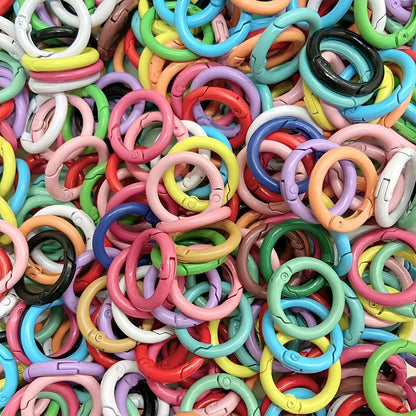10/20/30/50pcs Colorful Zinc Alloy O-Rings Springs, 25mm Easy Open Key Rings, Suitable For DIY Jewelry And Crafts, Minimalist Hollow Design, Great For Dog Leash Connectors Etc, Multi-Color, Jewelry Ma
