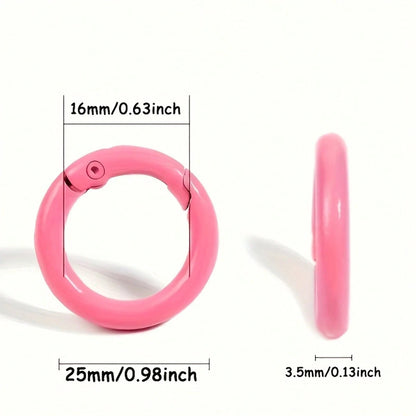 10/20/30/50pcs Colorful Zinc Alloy O-Rings Springs, 25mm Easy Open Key Rings, Suitable For DIY Jewelry And Crafts, Minimalist Hollow Design, Great For Dog Leash Connectors Etc, Multi-Color, Jewelry Ma