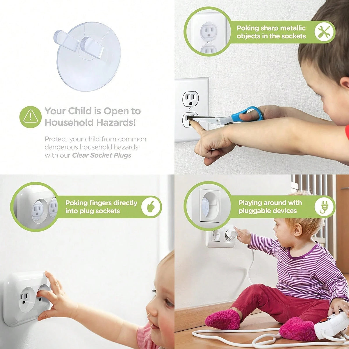 10/20/30pcs Clear Baby Outlet Covers,Hidden Handle Anti-Shock,Baby Safety Socket Protector,Perfect For Bedroom,Kitchen And Living Room Wall Sockets