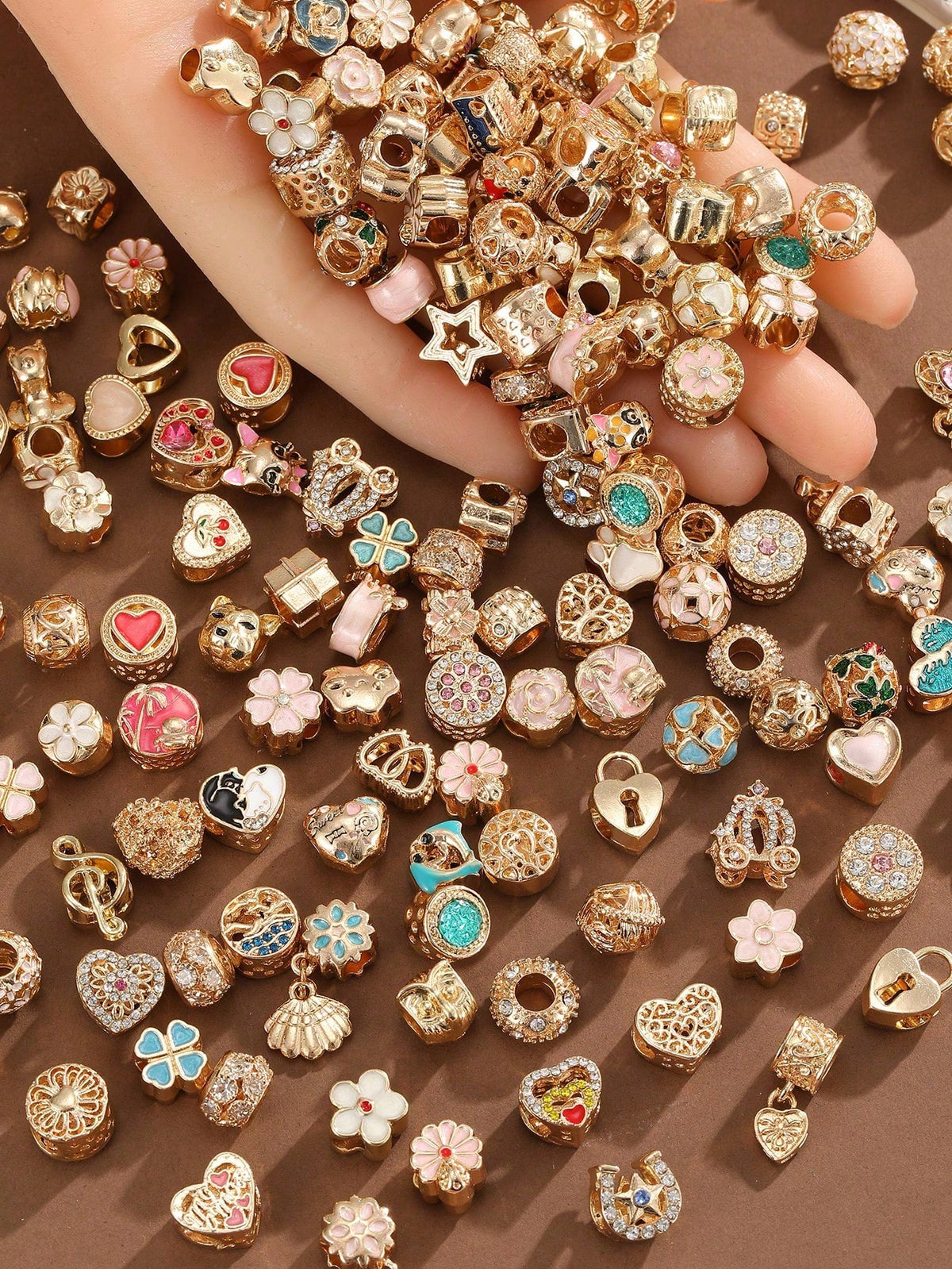10/20PCS Christmas Random Charms Various Themes Beads Pendant For DIY Bracelet Rhinestone Design- Animals/Plants/Flowers/Pets/Sports/Cartoon/Ocean/MothersDay/Valentine's/Friends/Family/Stars/Moon/Sun