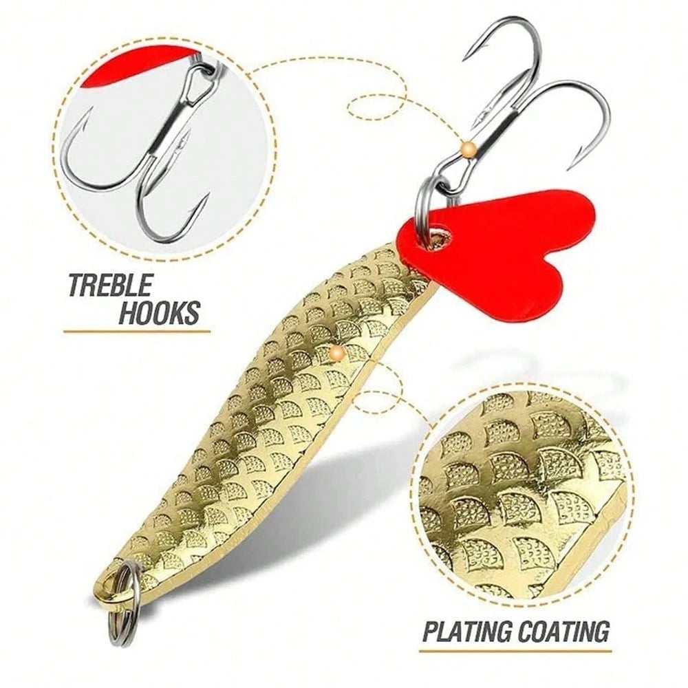 10pcs Set Metal Spoon Fishing Lures, Sequin Spinner Baits