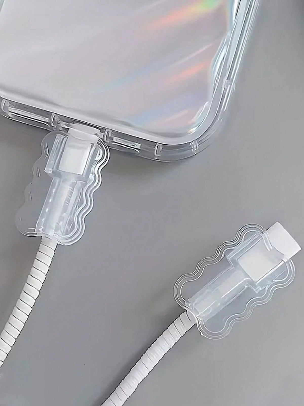 10pcs Transparent Wavy Phone Data Cable Protector, Suitable For IPhone, Smartphone And Tablet- Thickened Data Cable Protector, Phone Charging Cable Protector, TPU Material Soft Protection, Battery No