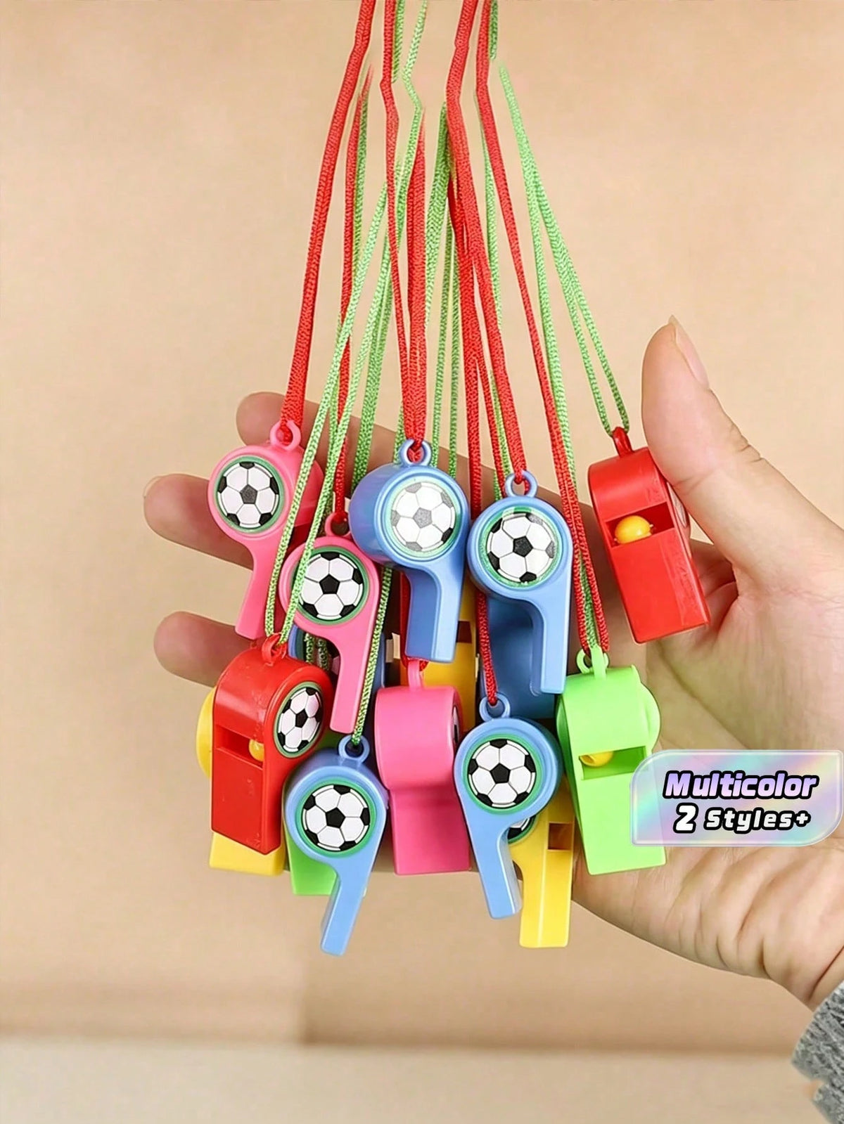 12/24pcs Colorful Football Soccer Whistles, Sport Themed Mini Gifts For Birthday Pinata Fillers And Bachelor Party Decor