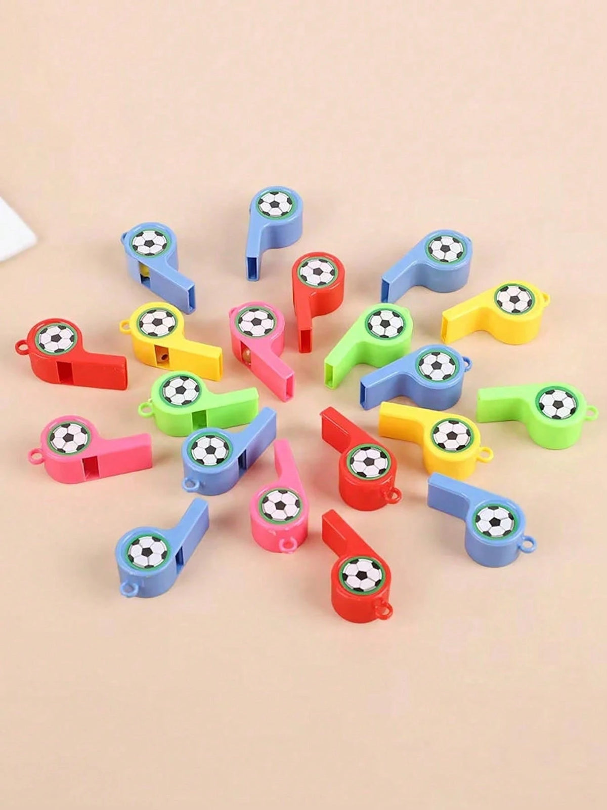 12/24pcs Colorful Football Soccer Whistles, Sport Themed Mini Gifts For Birthday Pinata Fillers And Bachelor Party Decor