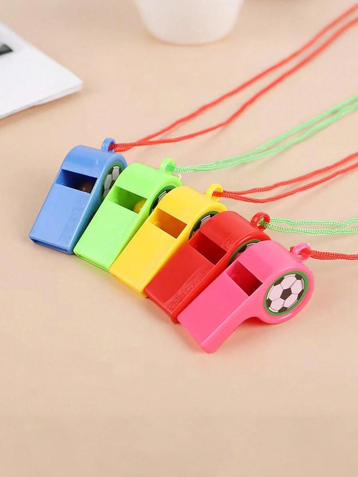 12/24pcs Colorful Football Soccer Whistles, Sport Themed Mini Gifts For Birthday Pinata Fillers And Bachelor Party Decor