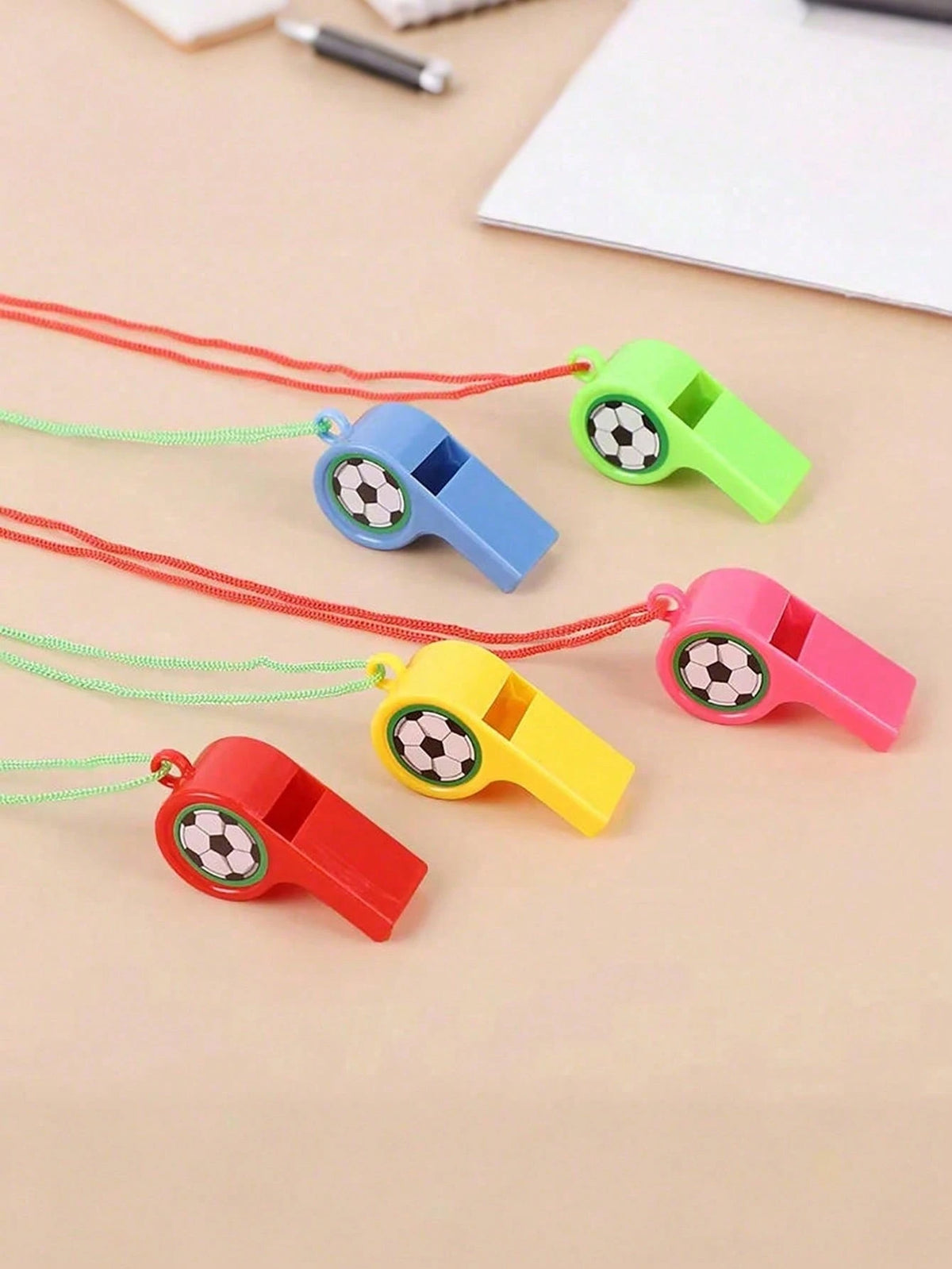 12/24pcs Colorful Football Soccer Whistles, Sport Themed Mini Gifts For Birthday Pinata Fillers And Bachelor Party Decor
