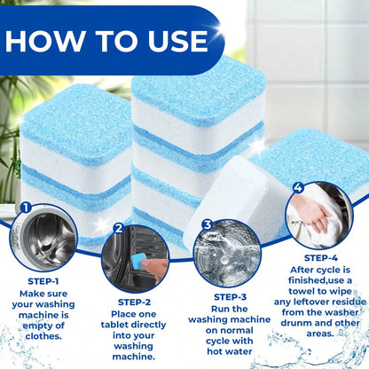 12-Pack Washing Machine Cleaning Tablets- Deep Cleaning Washing Machine Cleaning Tablets For Upper Doors, Front Doors And HE Washing Machines- Cleaning Drums, Cylinder Seals And Other Components For