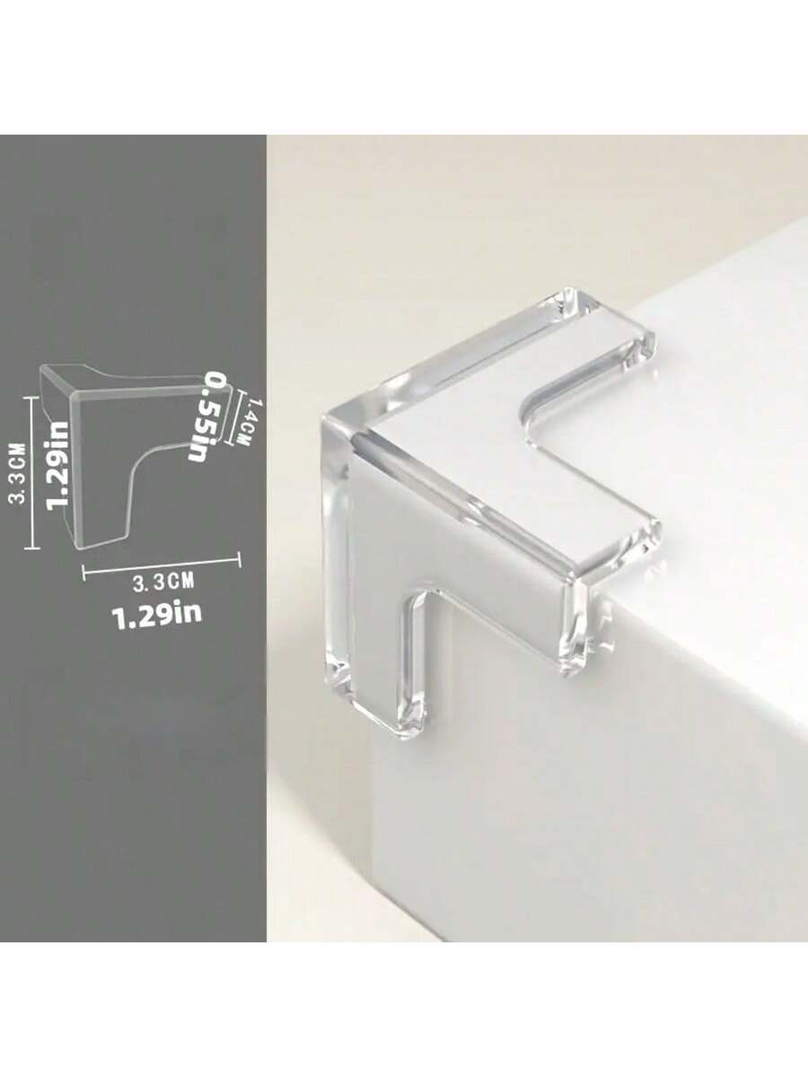 12pcs Silicone Corner Guards- Transparent Adhesive Bumpers, Suitable For Wood, Glass, Metal, Stone, Countertops- Sharp Furniture And Table Corner Protection- T-Shaped Transparent Cover