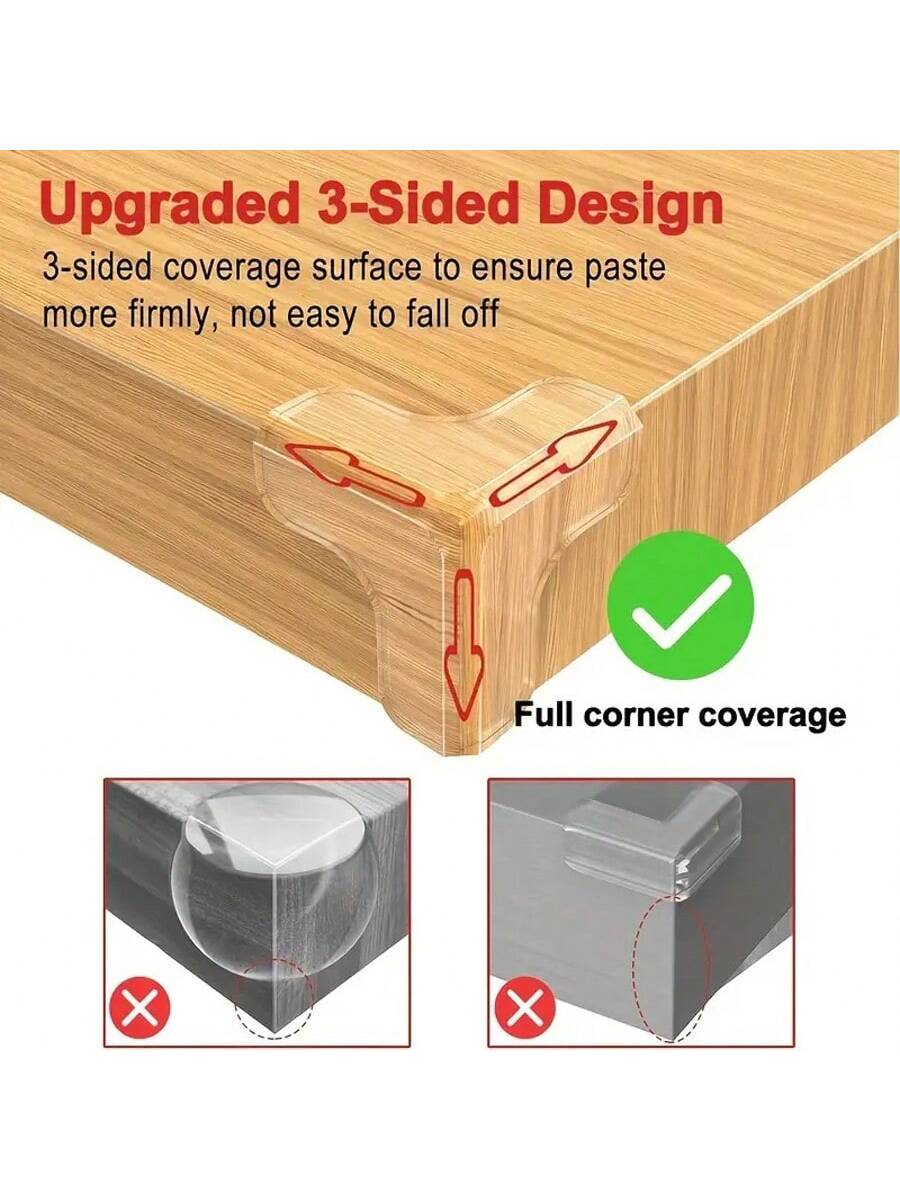 12pcs Silicone Corner Guards- Transparent Adhesive Bumpers, Suitable For Wood, Glass, Metal, Stone, Countertops- Sharp Furniture And Table Corner Protection- T-Shaped Transparent Cover