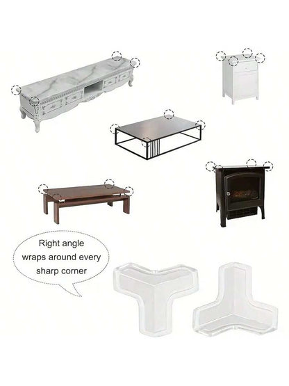 12pcs Silicone Corner Guards- Transparent Adhesive Bumpers, Suitable For Wood, Glass, Metal, Stone, Countertops- Sharp Furniture And Table Corner Protection- T-Shaped Transparent Cover