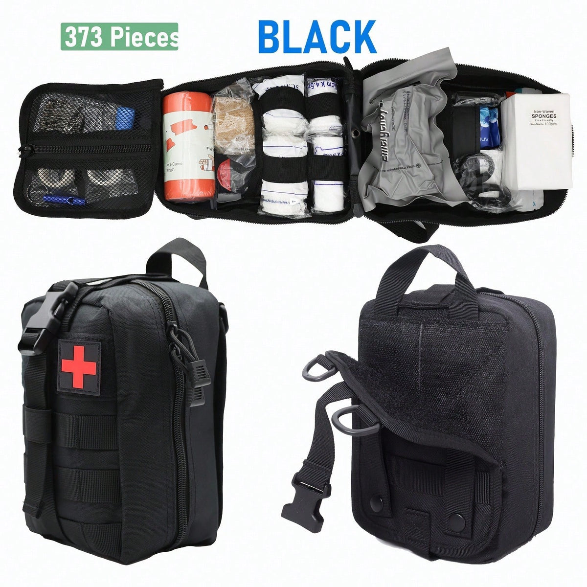 143/150/373pieces Of Ultimate Tactical Rescue Kit-Essential Outdoor Emergency Survival Equipment, Rescue Kit With Tourniquet, Scissors,Whistle,Etc.-Portable And Durable, Suitable For Hiking, Camping
