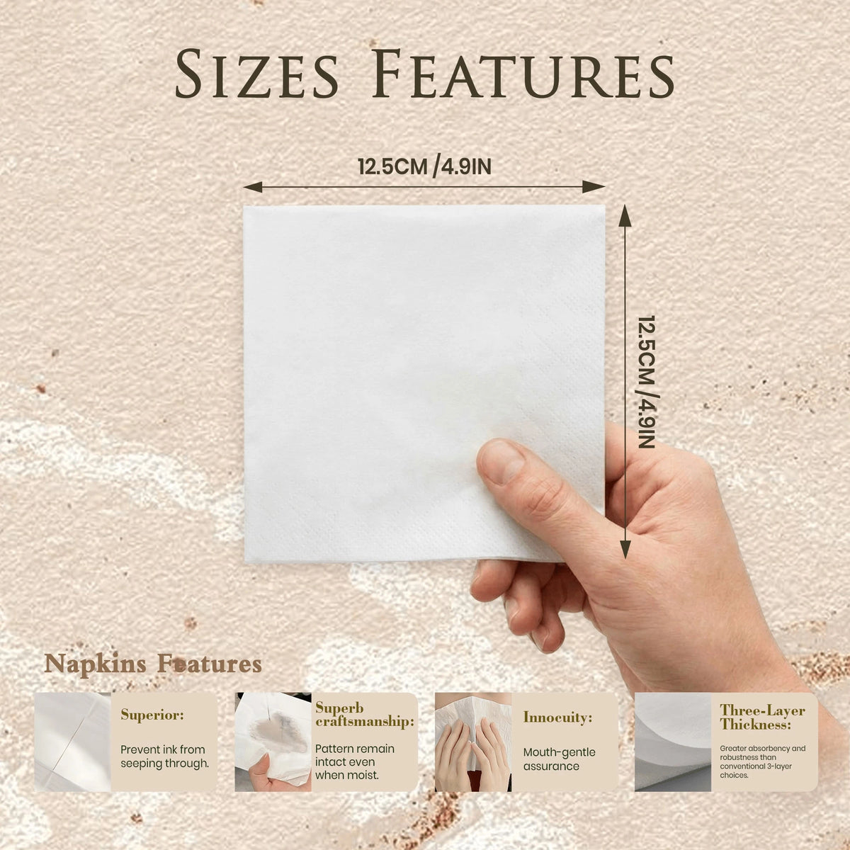 15-500pcs Personalized Cocktail Napkins, 3-Ply Customized Wedding Napkins, Table Decor, Perfect For Weddings, Anniversaries, Bridal Showers, Cocktail Parties, Engagement Parties, Ideal Disposable Napk