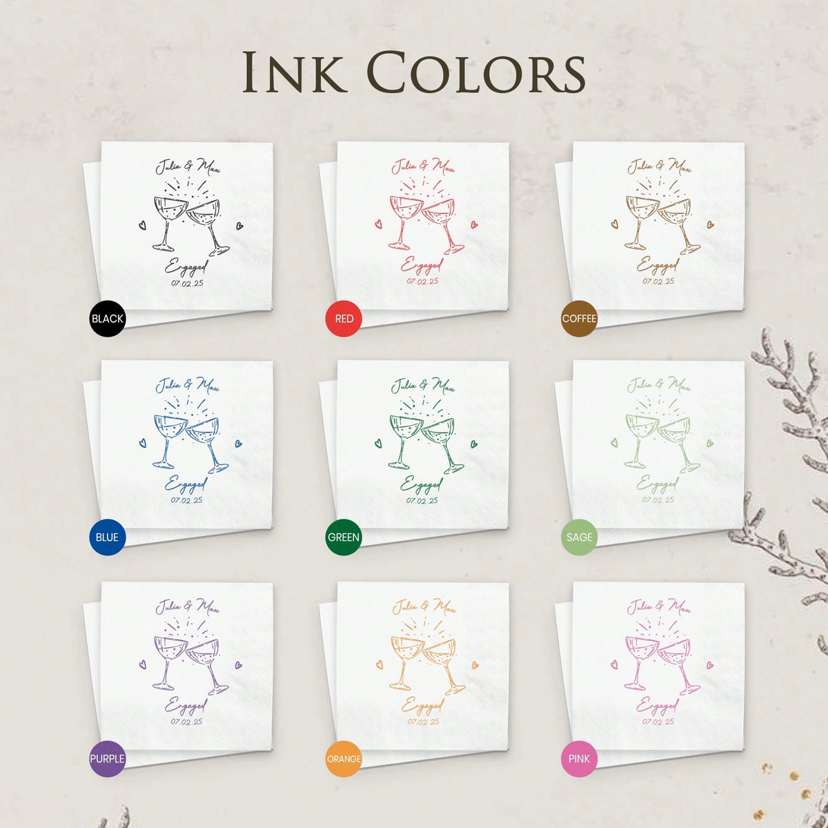 15-500pcs Personalized Cocktail Napkins, 3-Ply Customized Wedding Napkins, Table Decor, Perfect For Weddings, Anniversaries, Bridal Showers, Cocktail Parties, Engagement Parties, Ideal Disposable Napk