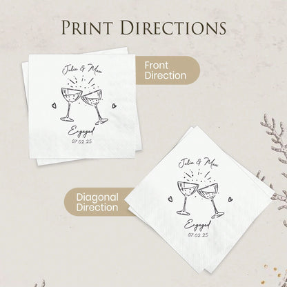15-500pcs Personalized Cocktail Napkins, 3-Ply Customized Wedding Napkins, Table Decor, Perfect For Weddings, Anniversaries, Bridal Showers, Cocktail Parties, Engagement Parties, Ideal Disposable Napk