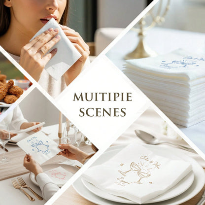 15-500pcs Personalized Cocktail Napkins, 3-Ply Customized Wedding Napkins, Table Decor, Perfect For Weddings, Anniversaries, Bridal Showers, Cocktail Parties, Engagement Parties, Ideal Disposable Napk
