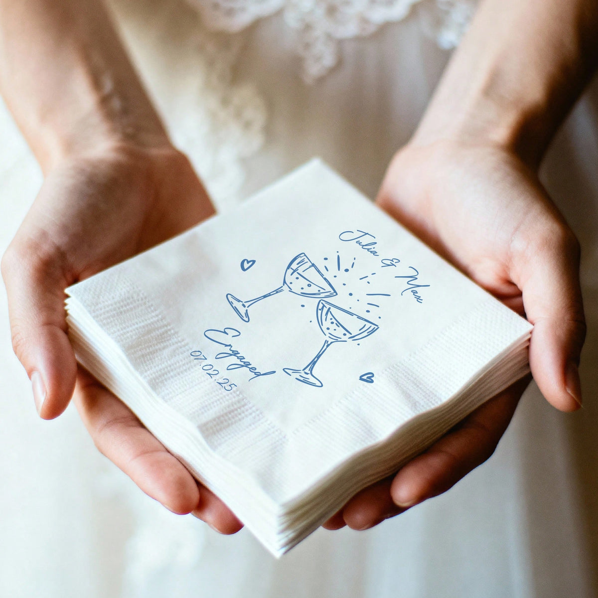 15-500pcs Personalized Cocktail Napkins, 3-Ply Customized Wedding Napkins, Table Decor, Perfect For Weddings, Anniversaries, Bridal Showers, Cocktail Parties, Engagement Parties, Ideal Disposable Napk