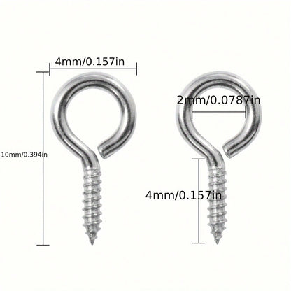 150/300PCS Small Screw Eye Pins Eye Pins Hooks, Mini Screw Eye Pin Peg For Arts & Crafts Projects For Cork Top Bottles & DIY Jewelry Making