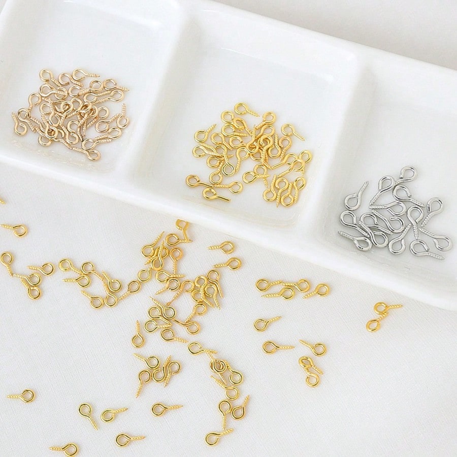 150/300PCS Small Screw Eye Pins Eye Pins Hooks, Mini Screw Eye Pin Peg For Arts & Crafts Projects For Cork Top Bottles & DIY Jewelry Making