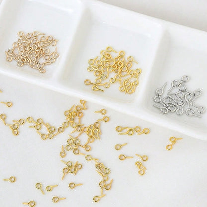 150/300PCS Small Screw Eye Pins Eye Pins Hooks, Mini Screw Eye Pin Peg For Arts & Crafts Projects For Cork Top Bottles & DIY Jewelry Making