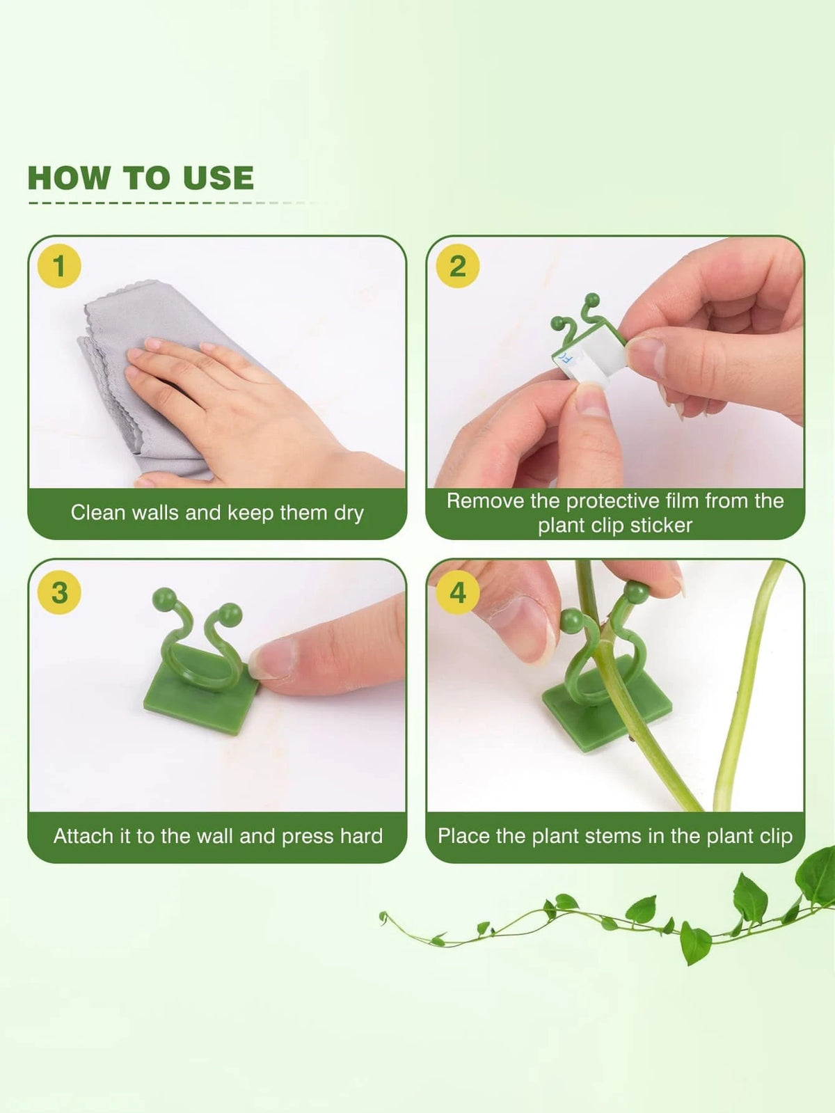 15pcs/30pcs/50pcs Climbing Plant Wall Clips, Plant Wall Clips, Plant Climbing Support Clips, Plant Hooks, Vine Plant Clips, Money Tree Clips, Wall Plant Support Clips, Green Tree Fixing Vine Fixing Cl