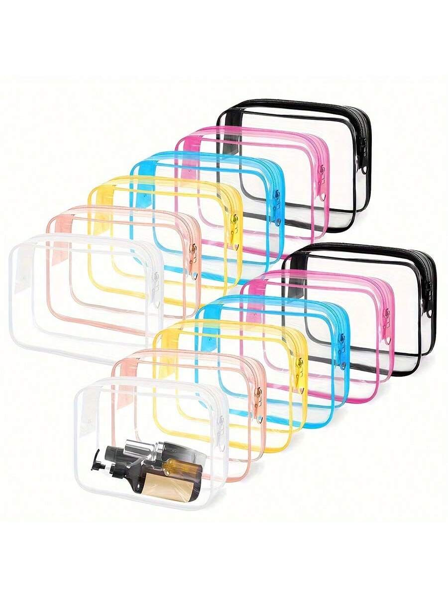 15pcs/Set S Size PVC Waterproof Portable Travel Organizer Bags (15*10*7cm), Transparent Makeup Bag, High-End Capacity