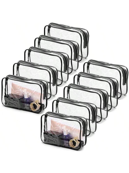 15pcs/Set S Size PVC Waterproof Portable Travel Organizer Bags (15*10*7cm), Transparent Makeup Bag, High-End Capacity