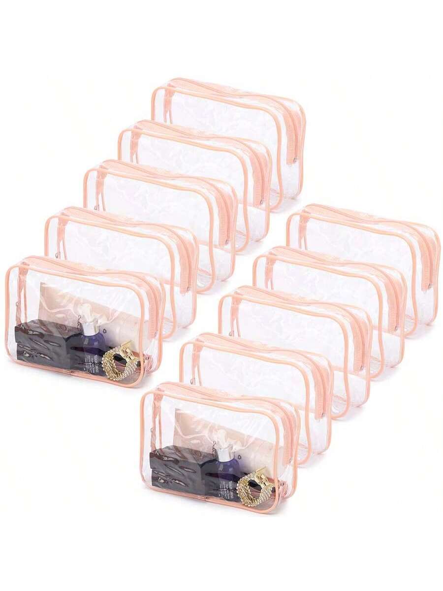 15pcs/Set S Size PVC Waterproof Portable Travel Organizer Bags (15*10*7cm), Transparent Makeup Bag, High-End Capacity