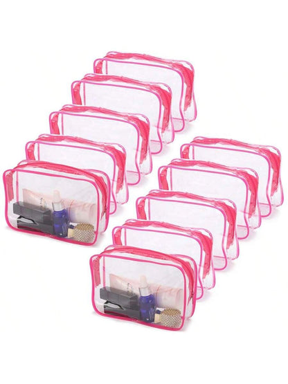 15pcs/Set S Size PVC Waterproof Portable Travel Organizer Bags (15*10*7cm), Transparent Makeup Bag, High-End Capacity