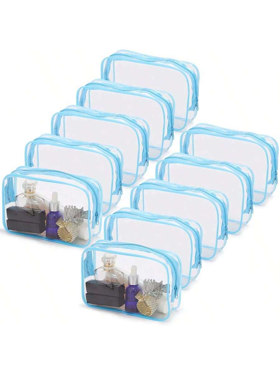 15pcs/Set S Size PVC Waterproof Portable Travel Organizer Bags (15*10*7cm), Transparent Makeup Bag, High-End Capacity