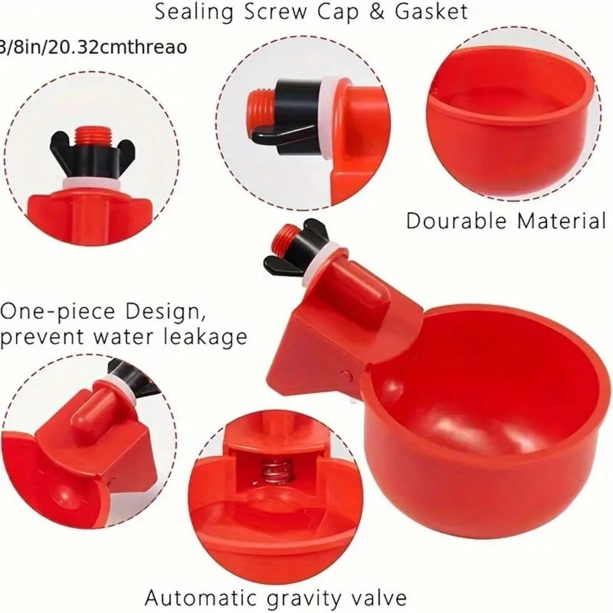 16pcs Chicken Feeder Bowls With Drill Bits, Automatic Duck & Bird Waterer, Poultry Feeder With Drill And Stand, Self-Stopping Integrated Design, Some Accessories In Random Colors. Although The Drill B
