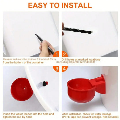 16pcs Chicken Feeder Bowls With Drill Bits, Automatic Duck & Bird Waterer, Poultry Feeder With Drill And Stand, Self-Stopping Integrated Design, Some Accessories In Random Colors. Although The Drill B