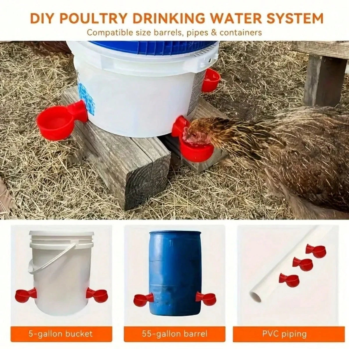 16pcs Chicken Feeder Bowls With Drill Bits, Automatic Duck & Bird Waterer, Poultry Feeder With Drill And Stand, Self-Stopping Integrated Design, Some Accessories In Random Colors. Although The Drill B