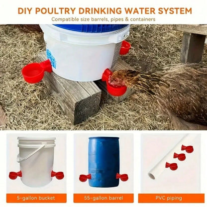 16pcs Chicken Feeder Bowls With Drill Bits, Automatic Duck & Bird Waterer, Poultry Feeder With Drill And Stand, Self-Stopping Integrated Design, Some Accessories In Random Colors. Although The Drill B
