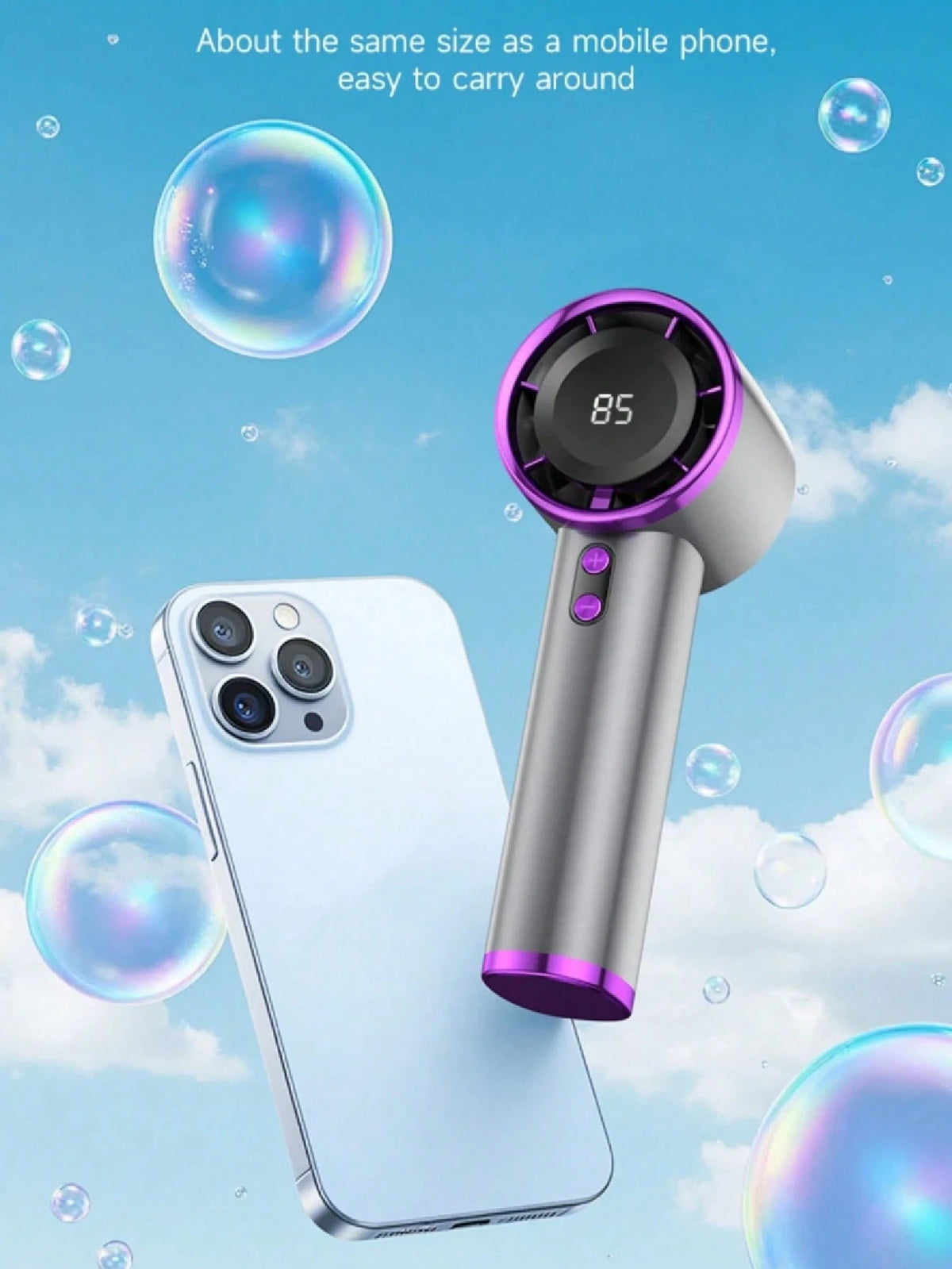 1800mAh Rechargeable Handheld Electric Fan With Turbo, Digital Display 1-100 Levels, Suitable For Outdoor Camping Travel