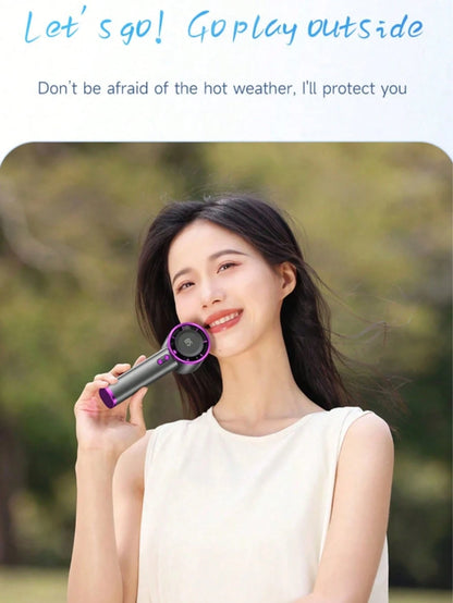 1800mAh Rechargeable Handheld Electric Fan With Turbo, Digital Display 1-100 Levels, Suitable For Outdoor Camping Travel