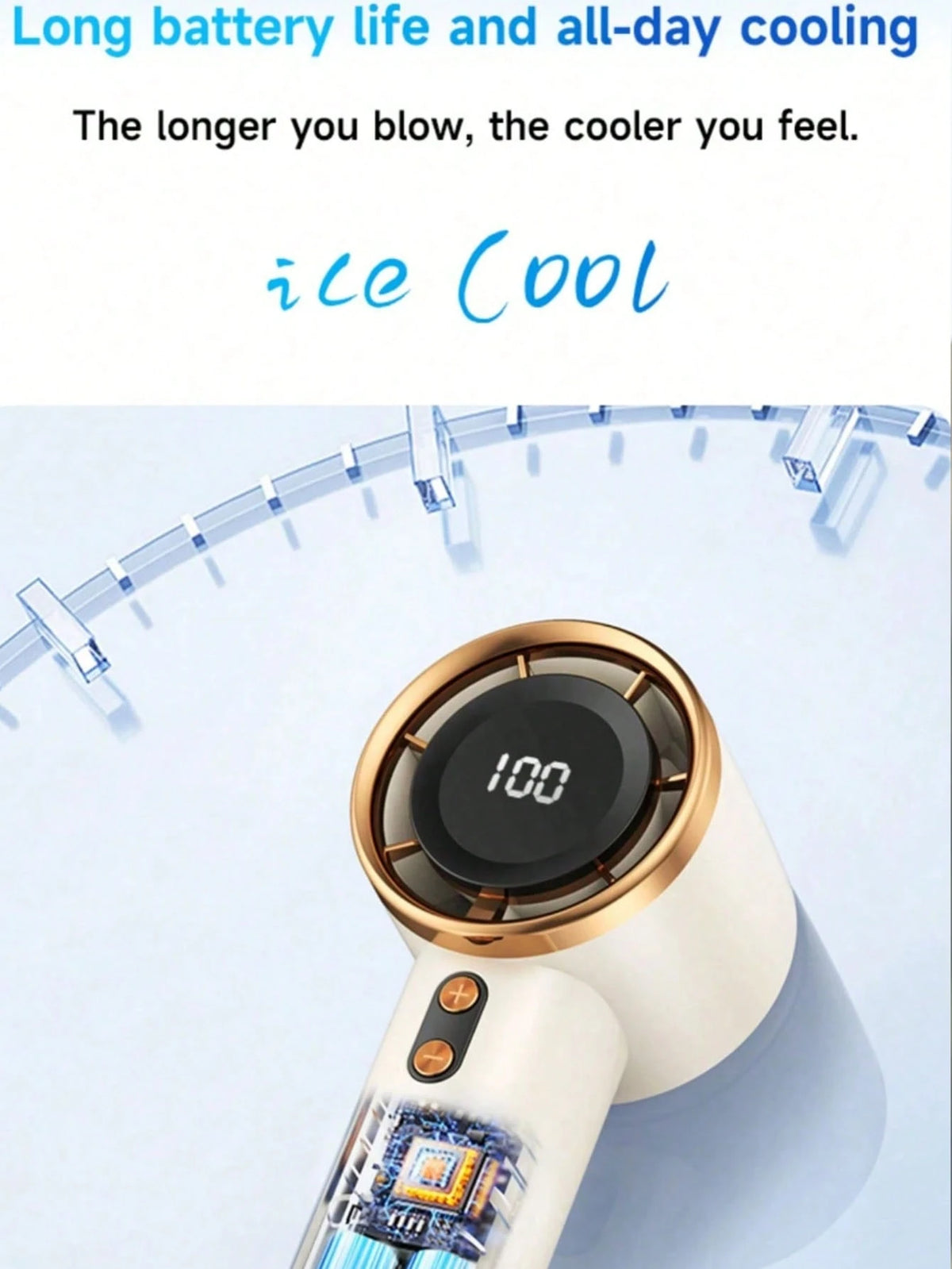 1800mAh Rechargeable Handheld Electric Fan With Turbo, Digital Display 1-100 Levels, Suitable For Outdoor Camping Travel