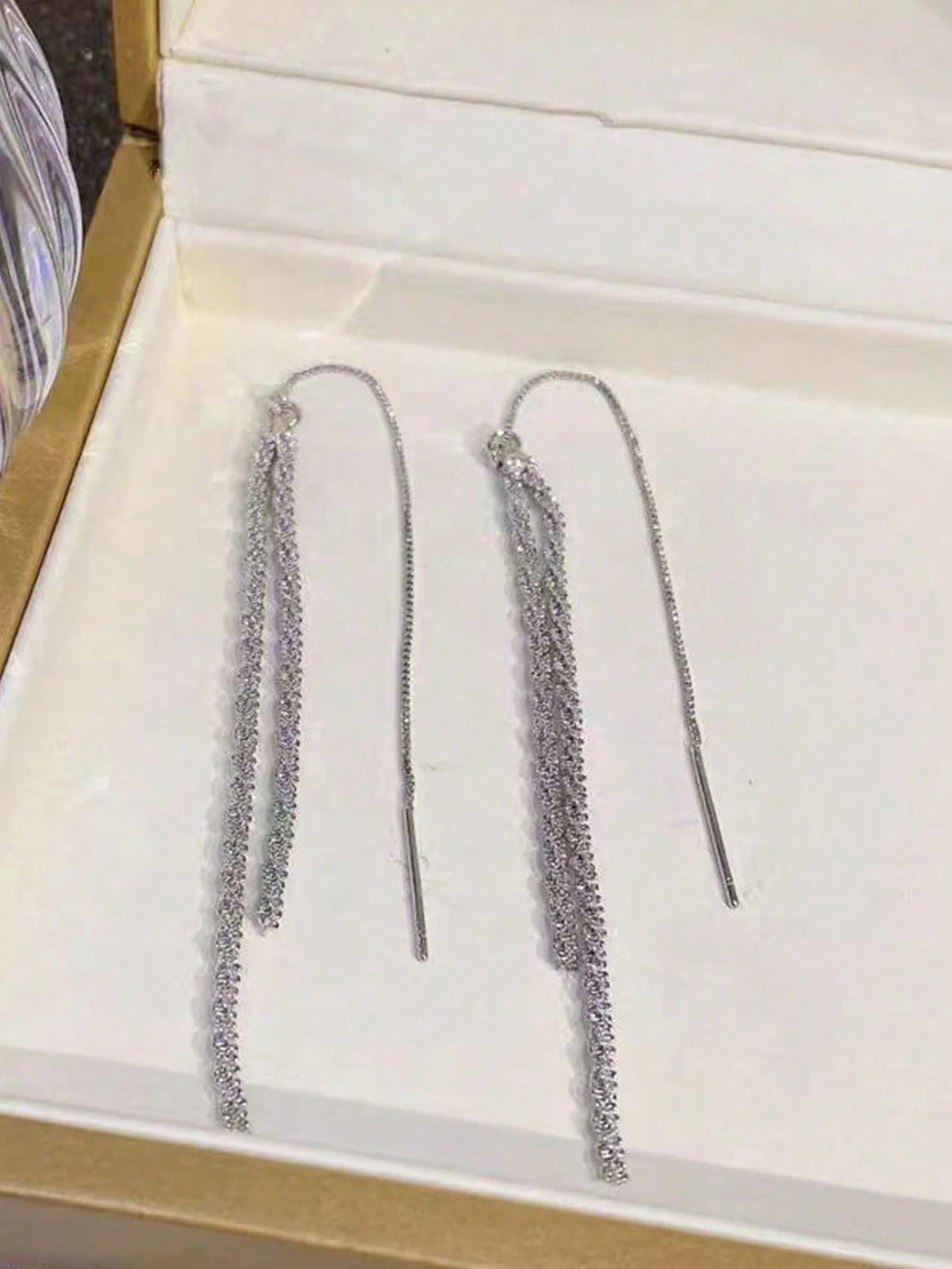 1pair Stylish Long Fringe Earrings With Glitter For Women To Show Slim Figure And High-End Style, Avoiding Lost. Summer,Jewellery,Festival,Classy