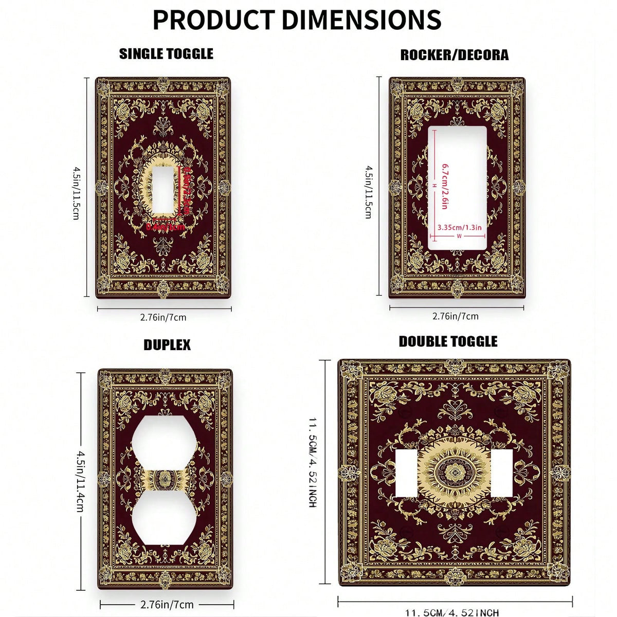 1pc 1Gang/2Gang Boho Brown Wall Plates, Panel Power Outlet Covers, Bedroom Kitchen Room Home Decor, Vintage Style, Non-, Easy Installation, Decorative