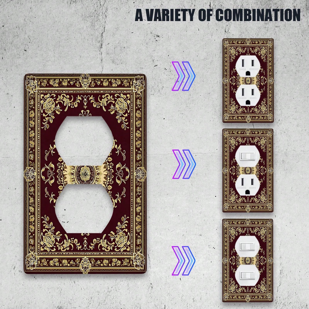1pc 1Gang/2Gang Boho Brown Wall Plates, Panel Power Outlet Covers, Bedroom Kitchen Room Home Decor, Vintage Style, Non-, Easy Installation, Decorative