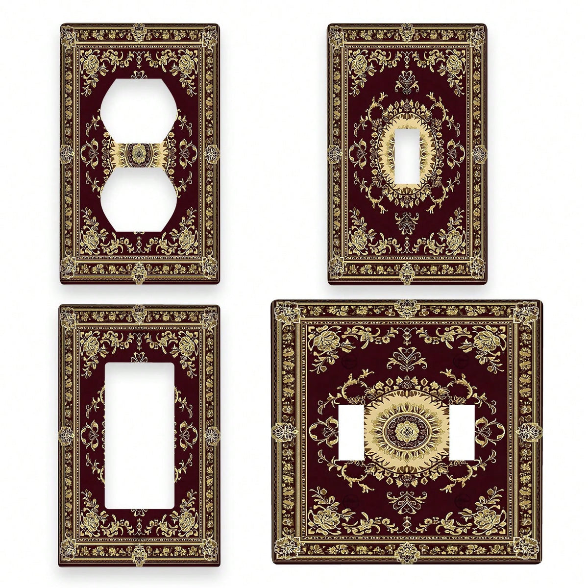1pc 1Gang/2Gang Boho Brown Wall Plates, Panel Power Outlet Covers, Bedroom Kitchen Room Home Decor, Vintage Style, Non-, Easy Installation, Decorative