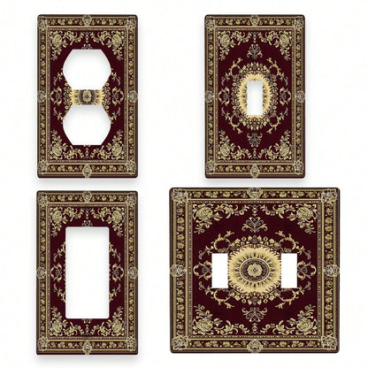 1pc 1Gang/2Gang Boho Brown Wall Plates, Panel Power Outlet Covers, Bedroom Kitchen Room Home Decor, Vintage Style, Non-, Easy Installation, Decorative