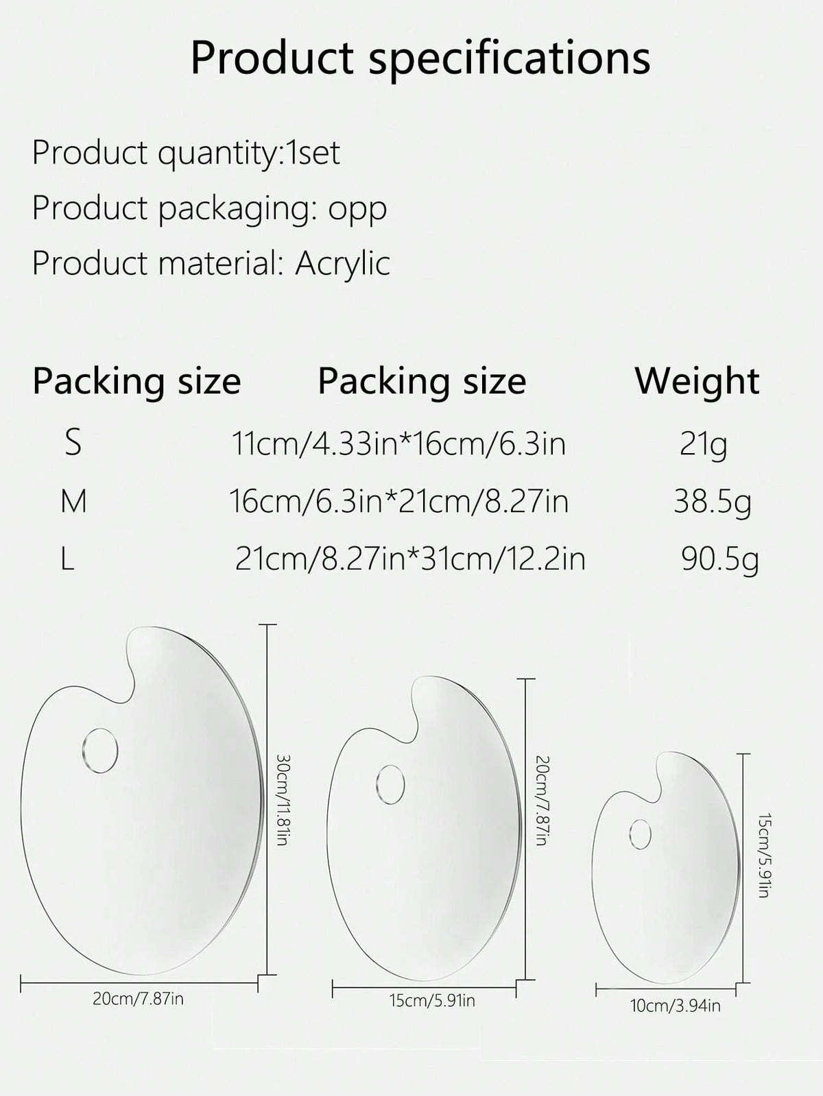 1pc/2pcs Highly Transparent Acrylic Oval Paint Palette, Student/Teacher Art Painting Watercolor Oil Makeup Palette School Supplies,Back To School
