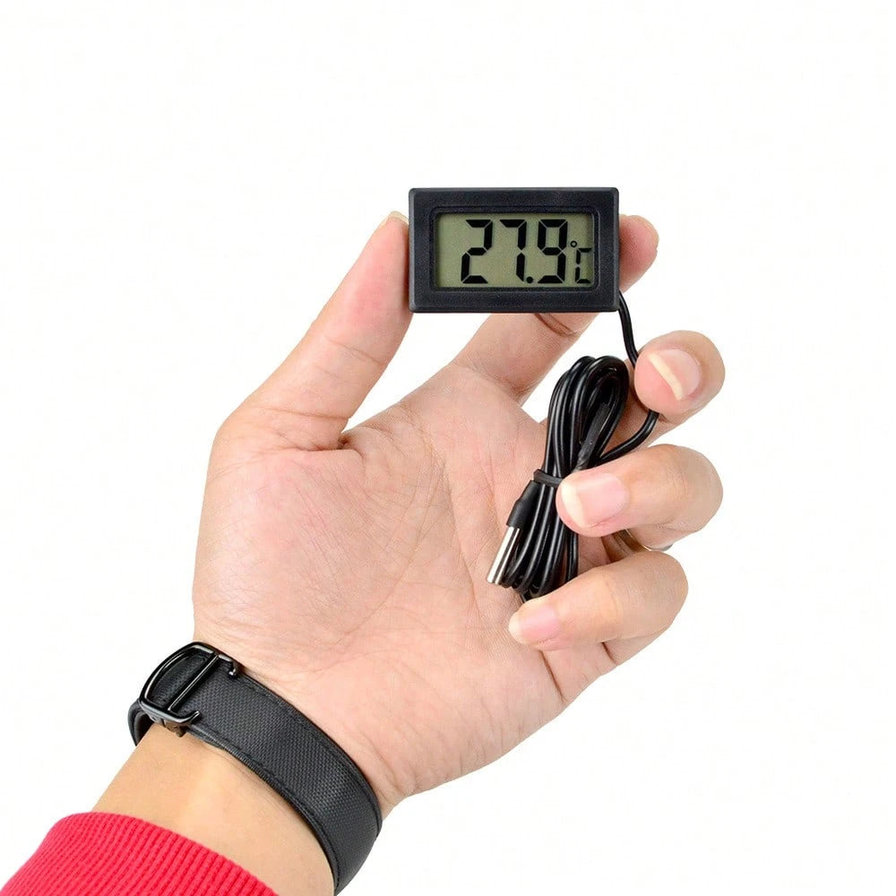 1pc/2pcs Mini Digital Thermometer Hygrometer, Aquarium Thermometer Humidity Meter, High Precision Digital Temperature Humidity Measurement With Large LCD Display And Probe- Clear Readings, Battery Po