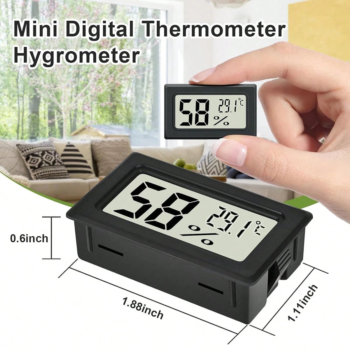 1pc/2pcs Mini Digital Thermometer Hygrometer, Aquarium Thermometer Humidity Meter, High Precision Digital Temperature Humidity Measurement With Large LCD Display And Probe- Clear Readings, Battery Po