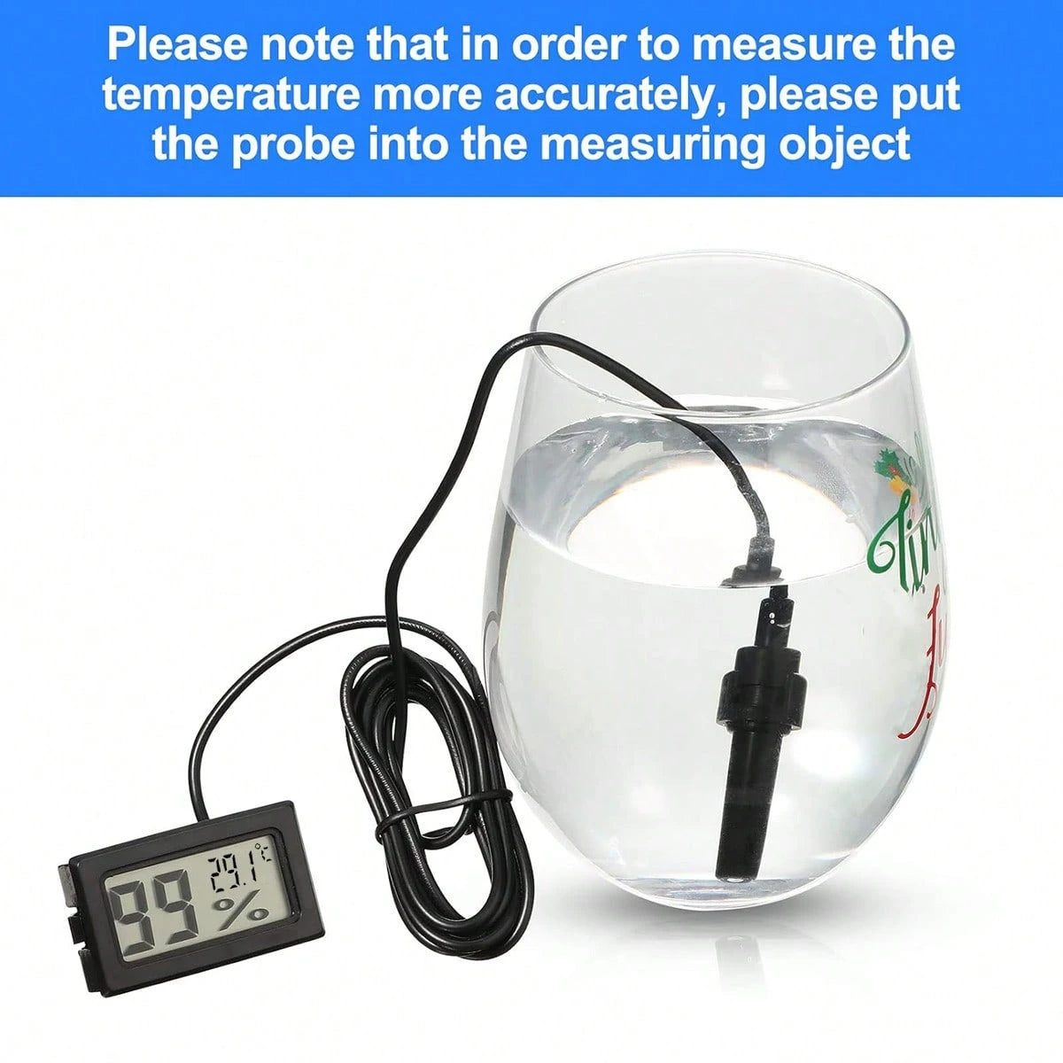 1pc/2pcs Mini Digital Thermometer Hygrometer, Aquarium Thermometer Humidity Meter, High Precision Digital Temperature Humidity Measurement With Large LCD Display And Probe- Clear Readings, Battery Po