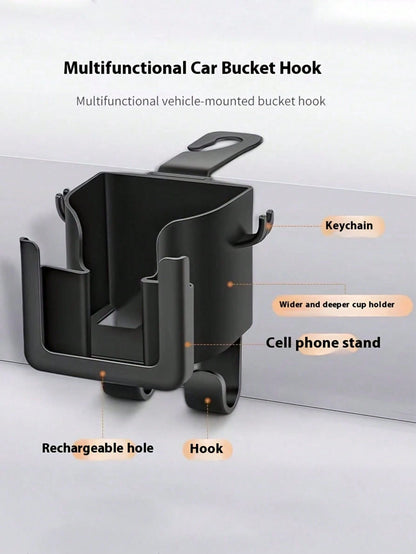 1pc/2pcs Optional Multi-Function Car Seat Back Organizer, Car Cup Holder, Phone Holder And Small Item Hook All-In-One, Hidden Rear Seat Storage Rack With Charging Cable Opening, Suitable For Bags, Bev
