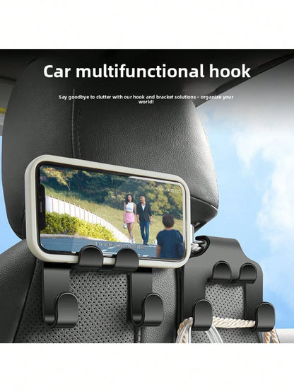 1pc/2pcs Optional Multi-Function Car Seat Back Organizer, Car Cup Holder, Phone Holder And Small Item Hook All-In-One, Hidden Rear Seat Storage Rack With Charging Cable Opening, Suitable For Bags, Bev