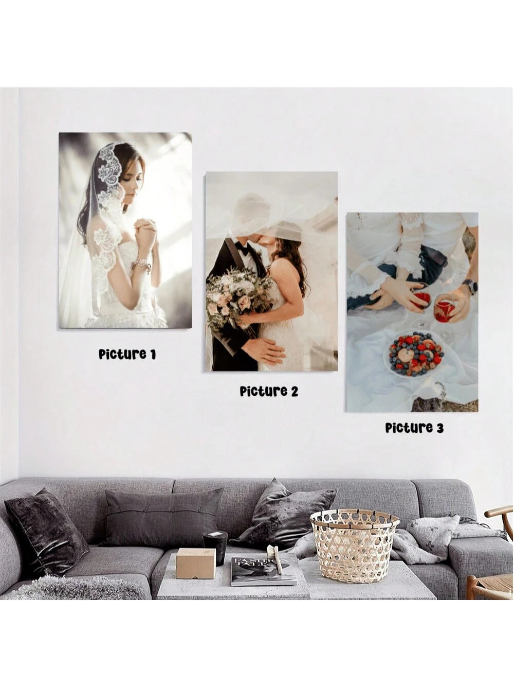 1pc/3pcs Custom- Unframed Personalized Poster- Family Photo Poster- Wedding Poster Portrait & Vertical, Gift For Him, Gift For Her, Boyfriend, Girlfriend, Dad, Mom, Friends, Mother's Day Gift, Aest